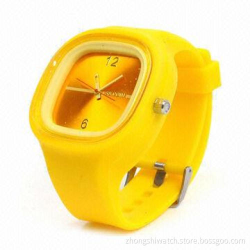 Fashionable Unisex Quartz Fruit Jelly Silicone Wristwatch, Rubber Sports, Silicone Case and Band